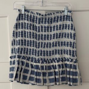 Veronica Beard Blue and Ecru Aloya Smock Skirt NWT